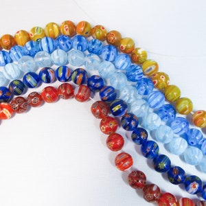 Colorful Millefiori glass round beads 10mm. multi-color Millefiori art glass beads. 15.5&#39;&#39;