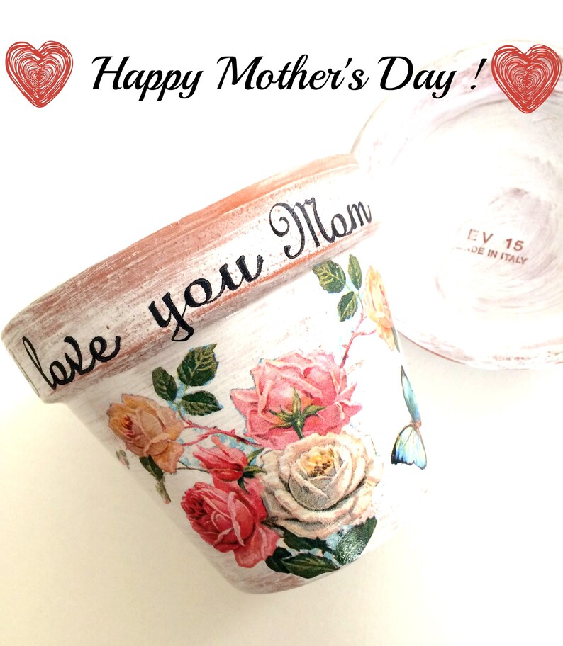 Personalized flower pot mother's day decoupage planter Etsy