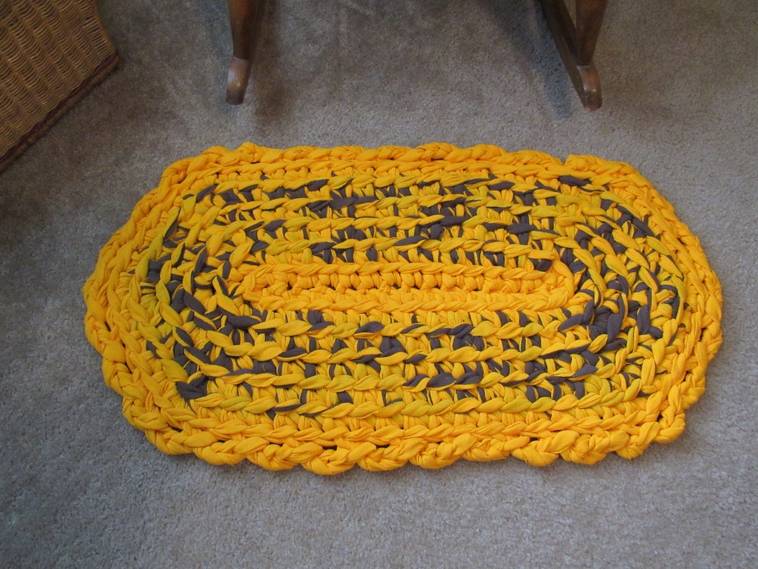 Brown Rag Rug Goldenrod, Brown Crocheted Rag Rug CP136 - Etsy