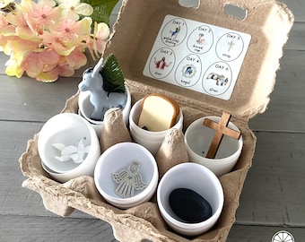 Resurrection Eggs – Christian Easter Story Activity with Devotional Cards, Bible Lesson Eggs for Kids & Adults, Teaching the Story of Jesus