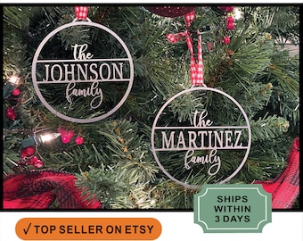 Personalized Family Name Christmas Ornament - Custom 2024 Ornament