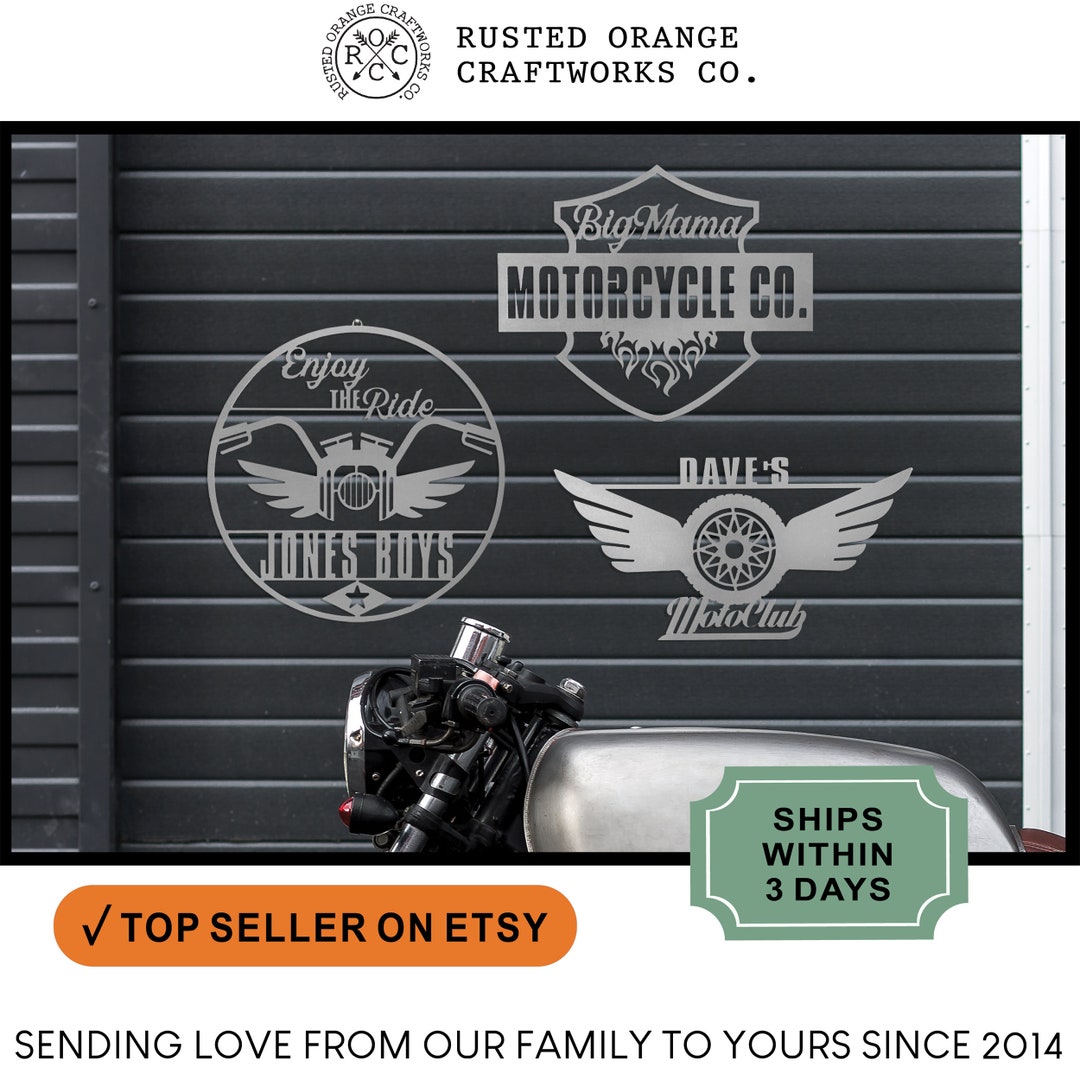 RUSTED ORANGE Motorcycle Life Signs - Custom Garage Sign - Rustic ...