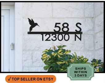 Modern Outdoor House Numbers -  9 Styles Personalized Address Sign for House - Hummingbird Sign - Bird Lover