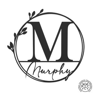 Floral Leaves - Outdoor Monogram Wreaths for Front Door - Monogram Wall ...