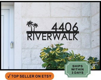 Modern Outdoor House Numbers -  9 Styles Personalized Address Sign for House - Palm Tree Sign - Beach House Address Sign - Coastal Plaque