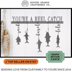 Reely Great Family Names Fish Sign Personalized - Fish Wall Decor Fishing Personalized Fathers Day Gifts from Family Father Day Decor Papa