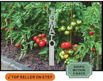 Personalized Metal Garden Plant Markers: Vertical Stacked Name Stakes