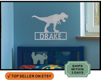 RUSTED ORANGE Dinosaur Signs - Dinosaur Decor Boys Room - Personalized with Child's Name Dinosaur Room Decor - T-rex Longneck Triceratops