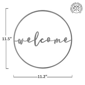 RUSTED ORANGE Welcome Circle Greeting Script Sign for front porch farmhouse welcome home sign rustic welcome sign for door welcome home image 3