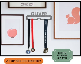 Personalized Medal & Ribbon Display Hanger: Sports Award Rack