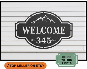 RUSTED ORANGE CRAFTWORKS  Home on the Range Oversized Address Plaque  House Number Sign - Rustic Address Plaque Wildlife Farm Mountain theme