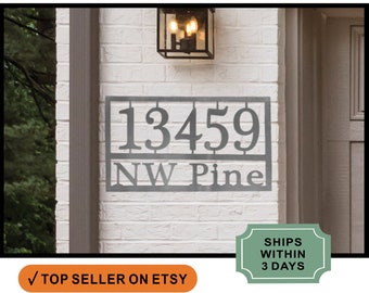 RUSTED ORANGE - Home Address Plaque 3 Sizes Personalized Address Plaque  Address Numbers for Houses with Street Name Metal Address Plaque