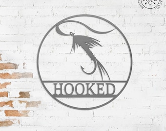 Custom Fly Fishing Metal Sign: Mountain Decor, Great Outdoor Wildlife Silhouette