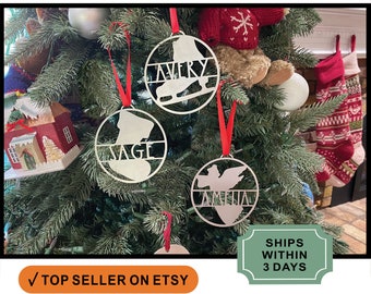 Personalized Christmas Ornament: Angel, Snowman, Deer - Crafted in USA - Waiting for Santa