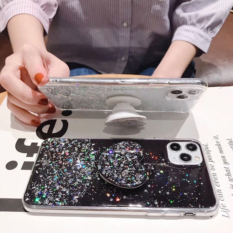 Transparent Glitter Stars Sequin Matching Heart PopSocket TPU Etsy
