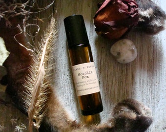 MOONLIT FOX Perfume Oil Wand, VIXEN Perfume Roll On ~ Animalic, Amber, Rose, Sandalwood, Patchouli, Woodland Perfume ~ Moonstones