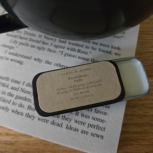 BOOKSHOP CAFE Lip Balm ~ Vanilla Oat Milk Latte Lip Balm ~ Espresso Coffee, Vanilla Syrup, Bookish Lip Balm, Literary Lip Balm