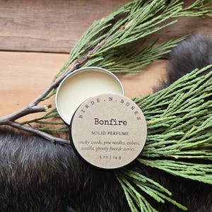 BONFIRE Solid Perfume, Twilight Forest Perfume ~ Fireside Stories, Embers, Maple, Clove, Woodsmoke, Earthy Green Moss, Juniper