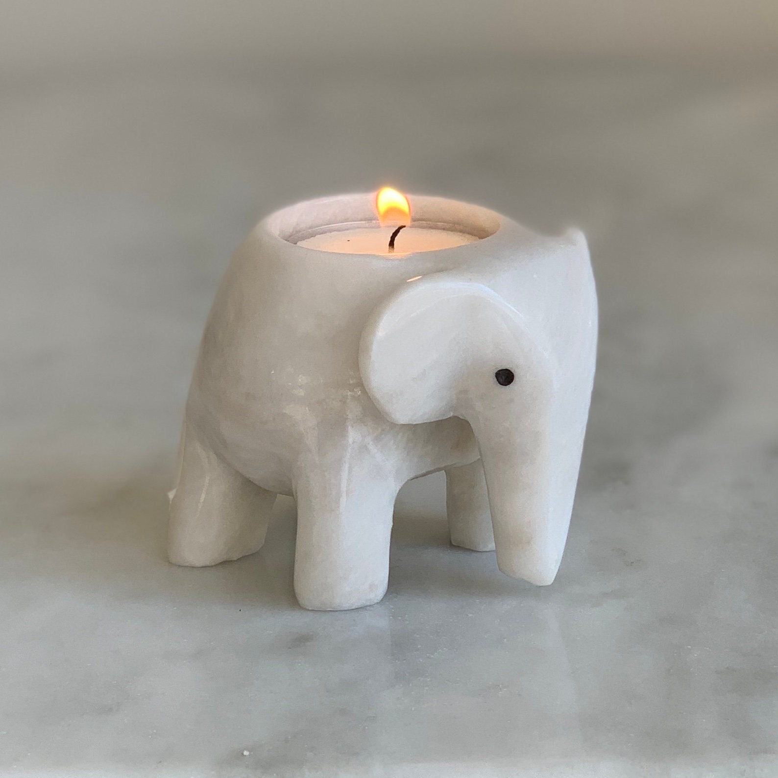 Marble elephant tea light holder deals