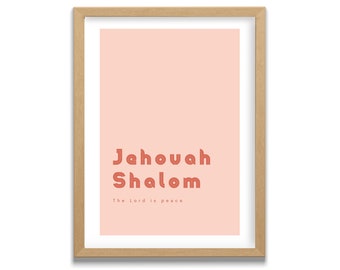 Jehovah Shalom Digital Download, Colorful Retro Names of God Wall Art, The Lord is Peace Digital Wall Decor Printable