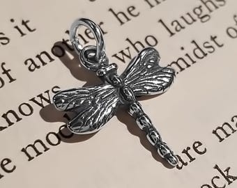 3D Dragonfly Charm Sterling Silver Nickel Free