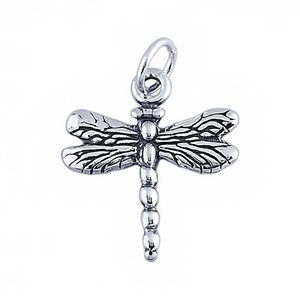 3D Dragonfly Charm Sterling Silver Nickel Free image 3