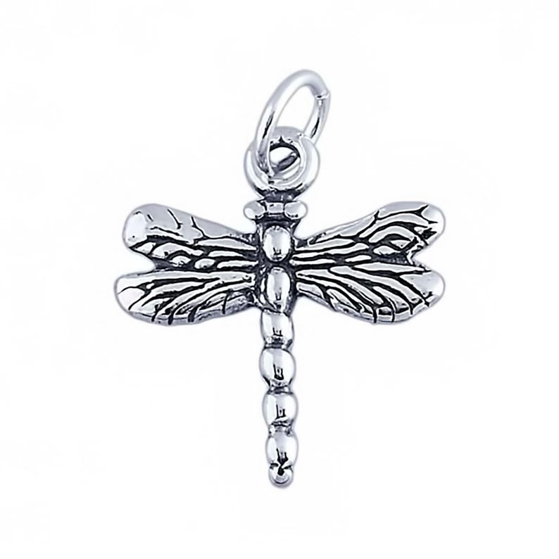 3D Dragonfly Charm Sterling Silver Nickel Free image 3