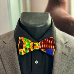 Self Tie Bow Ties for Men, Yellow Kente Cloth Bow Tie, Africa Suit for Man, Black History Month, Gifts for Him, Black Owned Shops image 2