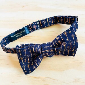 Skeleton Keys Self Tie Bow Ties, Black and Gold, Custom Bow Tie, 1 Year Anniversary Gift for Boyfriend, Groomsmen Bow Tie, Black Owned Shops image 7