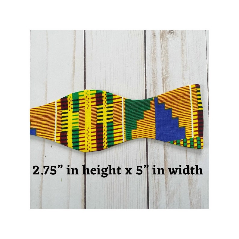 Self Tie Bow Ties for Men, Yellow Kente Cloth Bow Tie, Africa Suit for Man, Black History Month, Gifts for Him, Black Owned Shops image 3