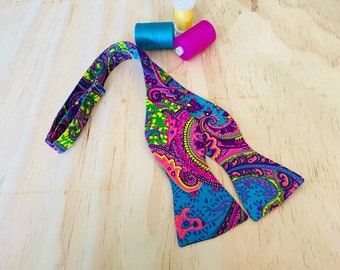 Self Tie Bow Tie African Print Mens Bow Tie Colorful Paisley Groom Bow Tie Black History Accessory Groomsmen Gift Mens Black Owned Shops