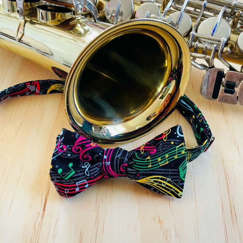 Colorful Music Self Tie Bow Ties, Jazz Bow Tie, Mens Bow Tie, Music Lovers Gift, Mens Gifts, Black Owned Business image 6