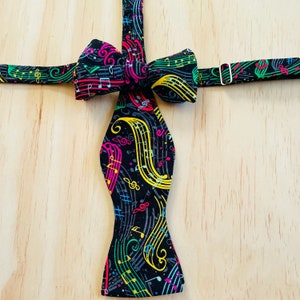 Colorful Music Self Tie Bow Ties, Jazz Bow Tie, Mens Bow Tie, Music Lovers Gift, Mens Gifts, Black Owned Business image 5