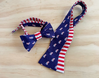 American Flag Bow Tie, Mens Bow Tie Red White and Blue, Patriotic Bow Tie, Independence Day Celebration, Bow Tie Veteran Gift