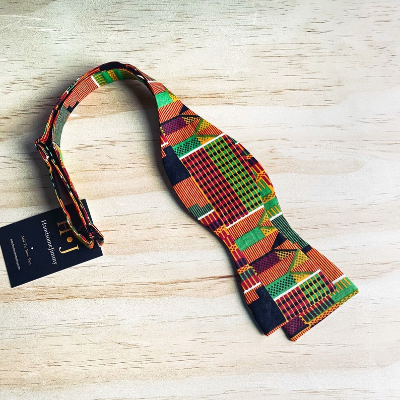 Self Tie Bow Ties for Men, Kente Cloth Bowtie, African Clothing for Man, Gift for Him image 2