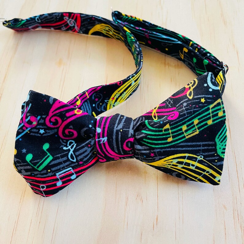 Colorful Music Self Tie Bow Ties, Jazz Bow Tie, Mens Bow Tie, Music Lovers Gift, Mens Gifts, Black Owned Business image 2