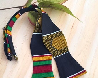 Kente African Bow Tie, Self Tie Bow Ties for Men, Groomsmen Bow Tie