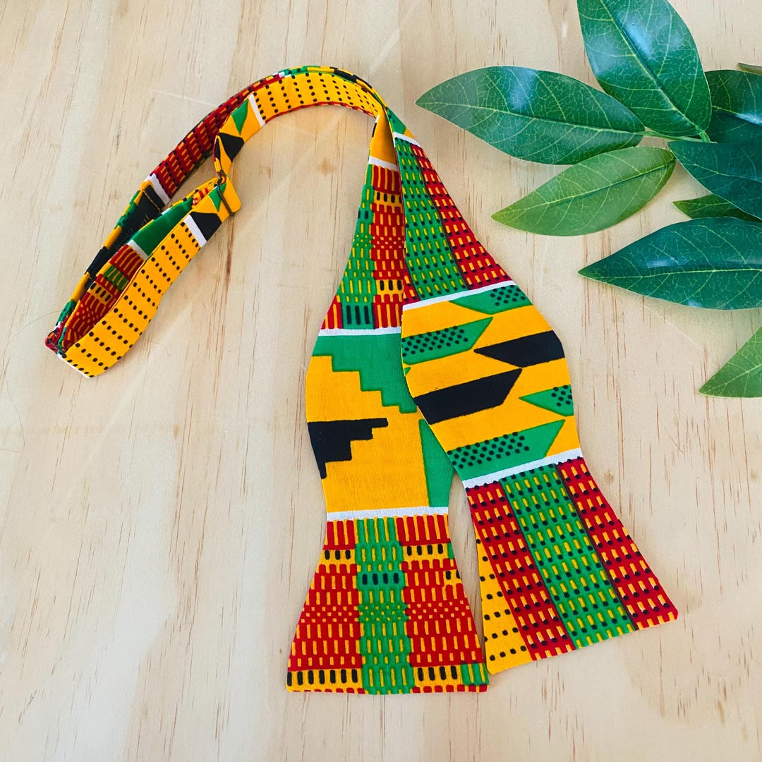 Vibrant Kente Cloth Self Tie Bow Tie, African Clothing for Man, Gift ...