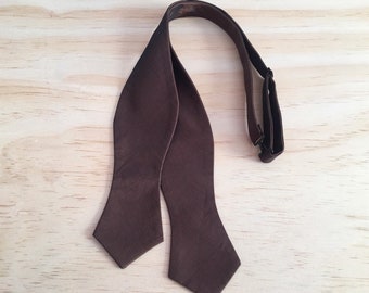 Self Tie Bow Tie Bronze Silk, Brown Bow Tie, Silk Bow Tie, Groomsmen Bow Tie, Diamond Tip Bow Tie, Black Owned Shops