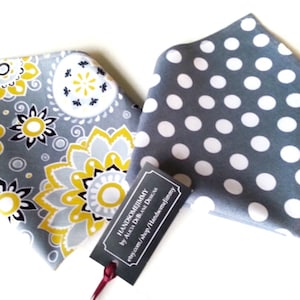 Grey Pocket Square / Polka Dots / Floral
