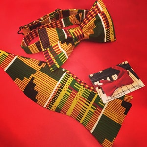 Self Tie Bow Ties for Men, Kente Cloth Bowtie, African Clothing for Man, Gift for Him image 4