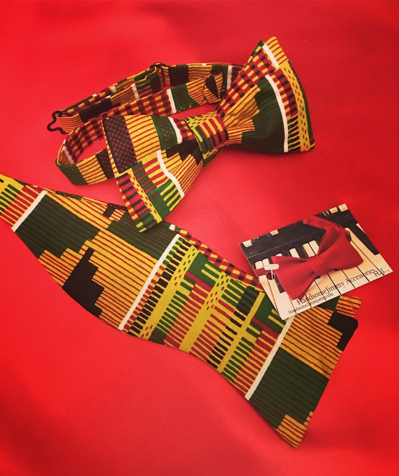 Self Tie Bow Ties for Men, Kente Cloth Bowtie, African Clothing for Man, Gift for Him image 4