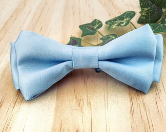 Light Blue Satin Bow Tie, Mens Pre Tied Bow Tie, Father of the Bride, Groom Bow Tie, Groomsmen Proposal Gift, Self Tie Bow Tie, Black Owned