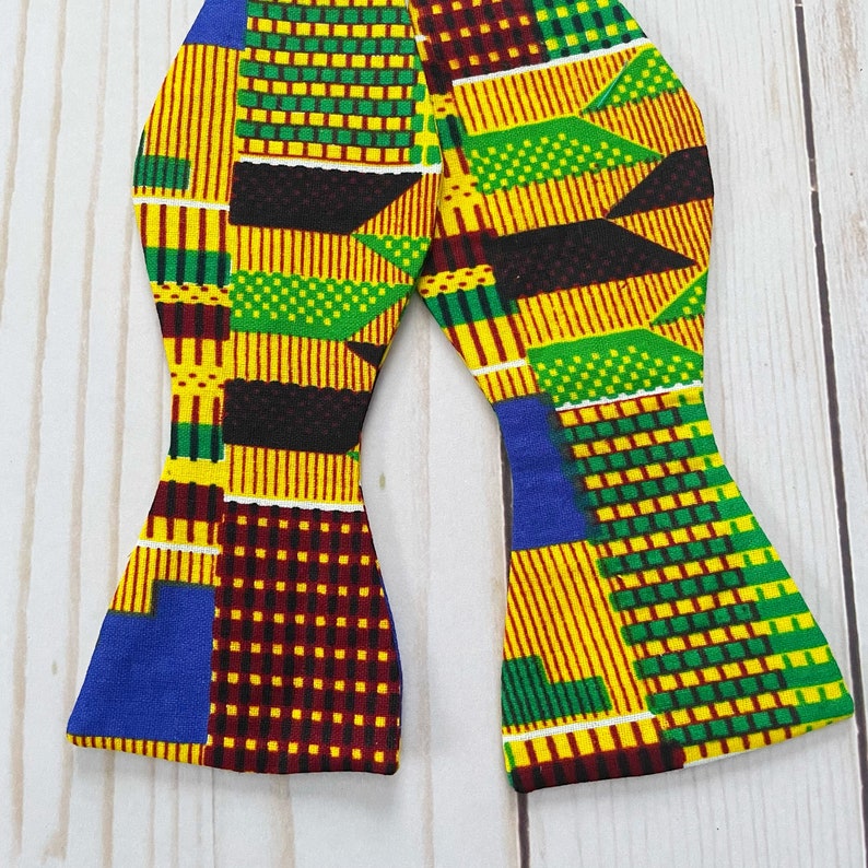 Self Tie Bow Ties for Men, Yellow Kente Cloth Bow Tie, Africa Suit for Man, Black History Month, Gifts for Him, Black Owned Shops image 8