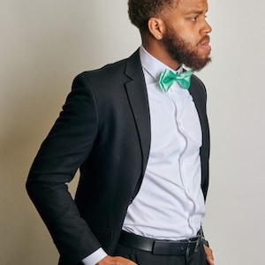 Mint Green Bow Tie for Men Mikado Satin, Groomsmen Groom Gift,  Wedding Bow Tie, Self Tie, Pre Tied, Black Owned Shops