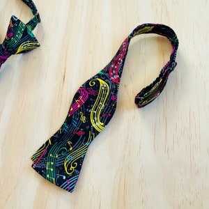 Colorful Music Self Tie Bow Ties, Jazz Bow Tie, Mens Bow Tie, Music Lovers Gift, Mens Gifts, Black Owned Business image 7