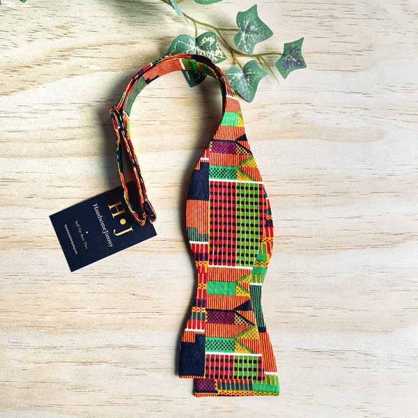 Self Tie Bow Ties for Men, Kente Cloth Bowtie, African Clothing for Man, Gift for Him