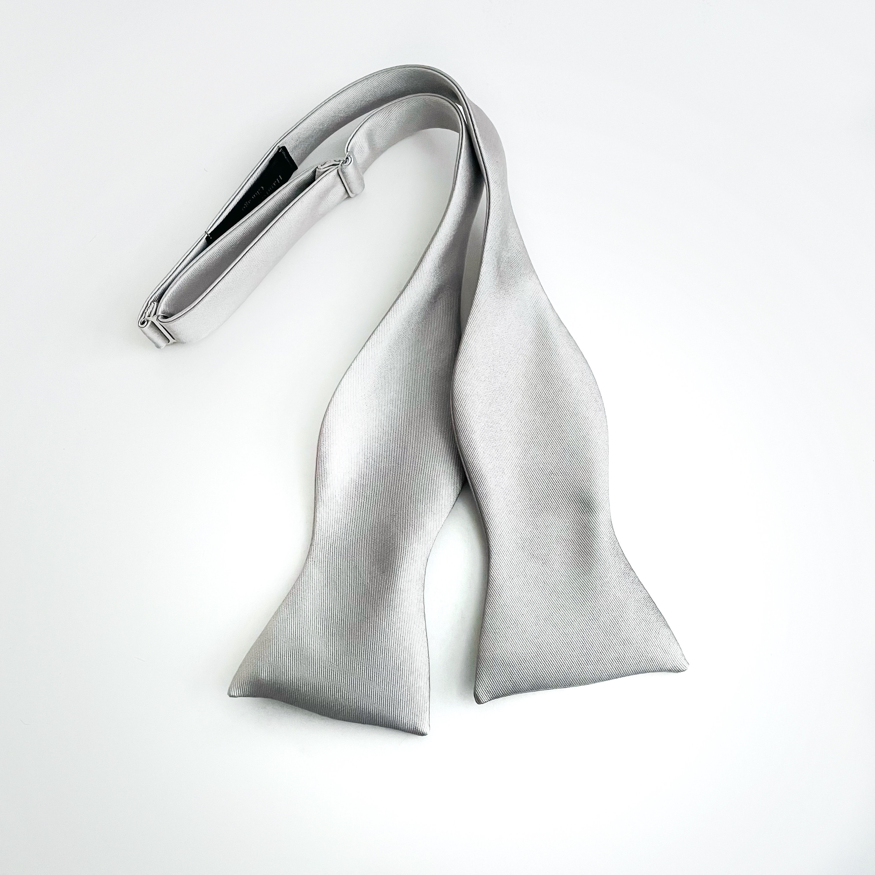 Self Tie Bow Tie Silver Grey Mikado Satin, Groom Groomsmen Gift, Luxurious Bow Tie, Black Owned Business