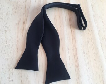 Black Self Tie Bow Tie for Men, Satin Untied Bow Tie, Perfect for Holiday Wedding, Groomsmen, Gift for Dad from Daughter