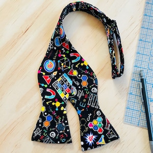 Chemistry Self Tie Bow Ties, Periodic Table Bow Tie, Science Teacher Gifts, Geeky Wedding,Groomsmen Bow Tie, Black Owned Business